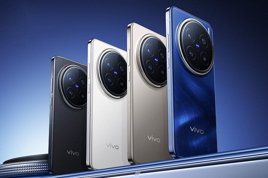 Lineup of Vivo X200 smartphones in different colors with a focus on their circular camera design.